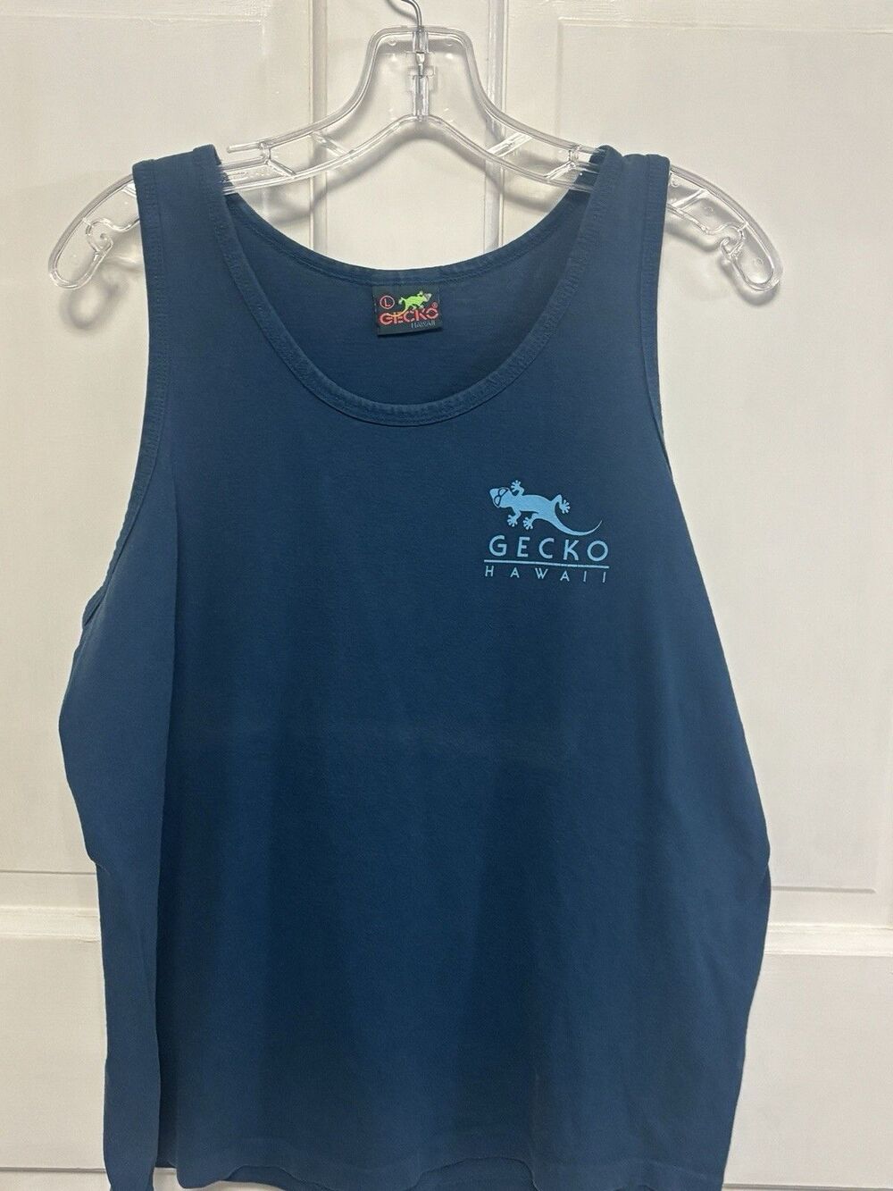 Men’s Gecko Hawaii Blue Tank Lizard. Size L
